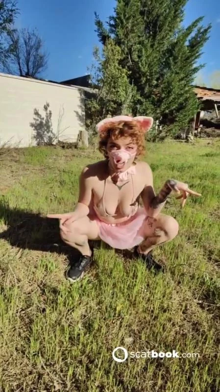 Malafalda Pig Peeing On Lawn P1